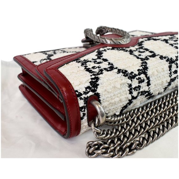 GUCCI Dionysus GG Tweed Small Shoulder Bag Cerise - Picture 4 of 12